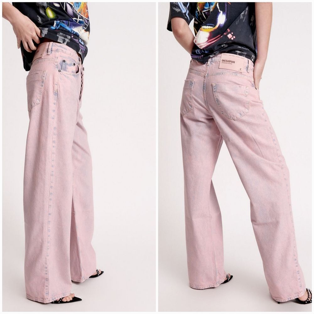 Free People x One Teaspoon Jackson Wide Leg Jeans Limited Edition Pink Haze 28 - Picture 3 of 15